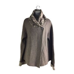 CHIARAMENTE Women’s Brown Italian Wool One Button Sweater Cardigan Size Large